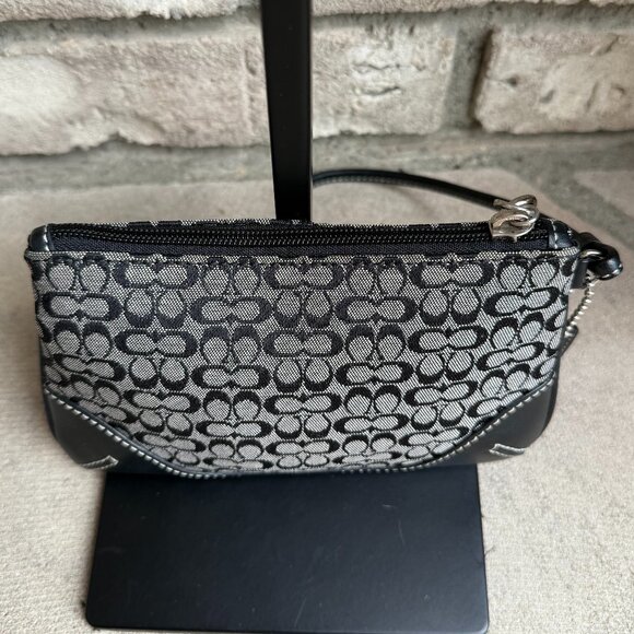 COACH VINTAGE Y2K MONOGRAM CANVAS & LEATHER WRISTLET MINI PURSE CLUTCH BLACK - Picture 6 of 11